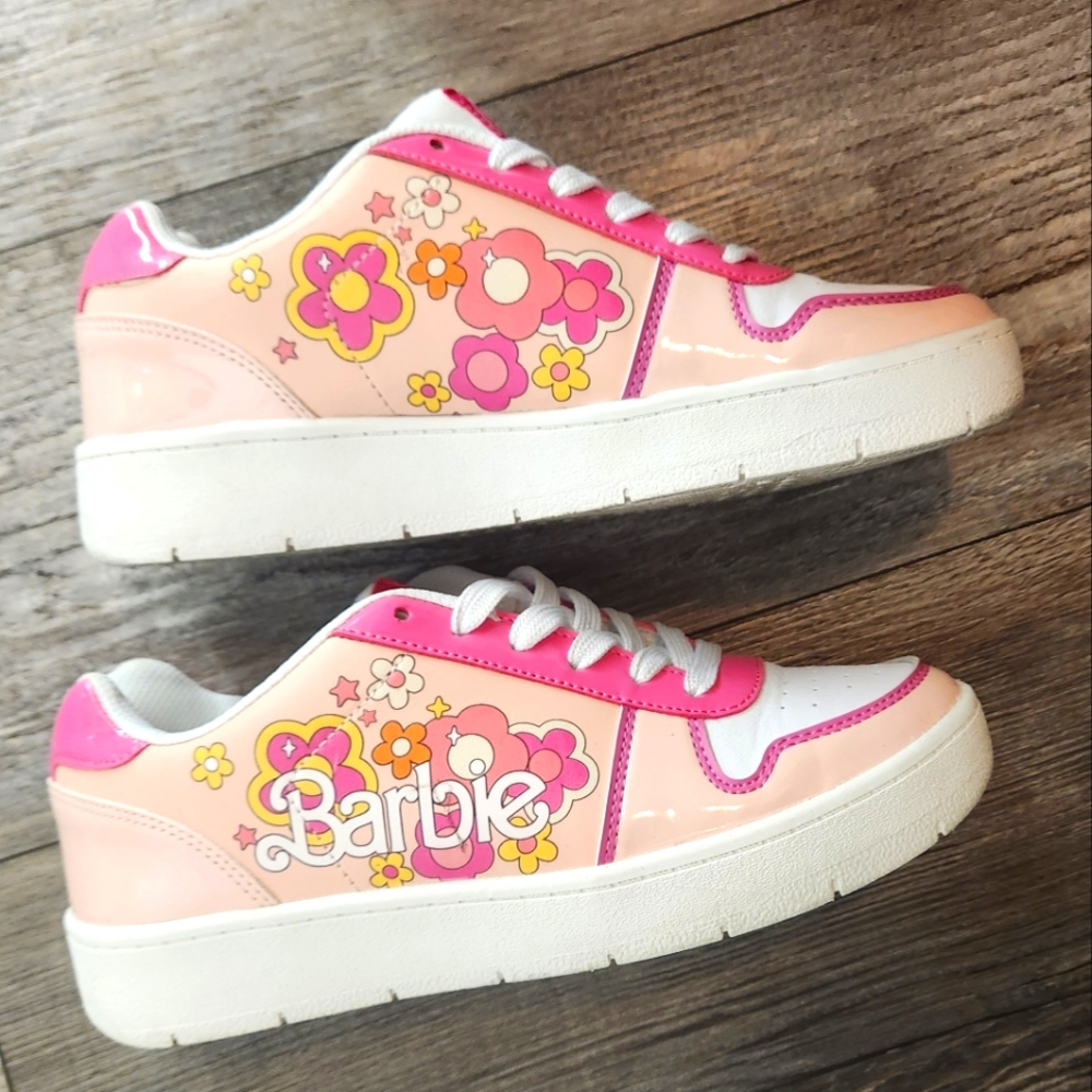 Barbie Pink and White Floral Sneakers